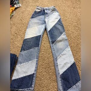REVICE Blue Patchwork Flare Jeans